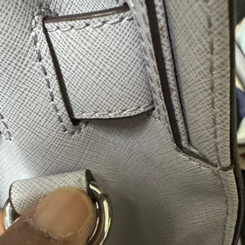 Michael Kors Lavender Saffiano Satchel with Silver MK Padlock - Picture 15 of 16